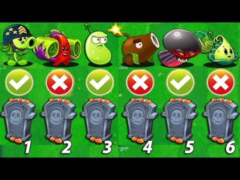 Plants Vs Zombies 2 - All Plants LEVEL 1 Power UP Vs GraveStone in PvZ 2