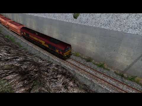 Class 66 Train de bauxite - passage tranchée à Roquefavour