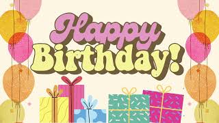 🎉 Pink and Yellow Happy Birthday Song Background🎶 | Animated Balloons and Confetti🎈