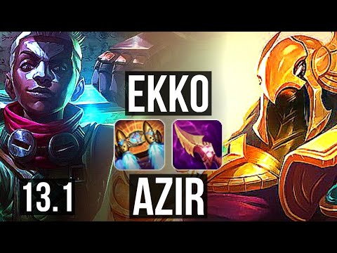 EKKO vs AZIR (MID) | 8/0/3, 1700+ games, 1.9M mastery, Legendary | EUW Grandmaster | 13.1