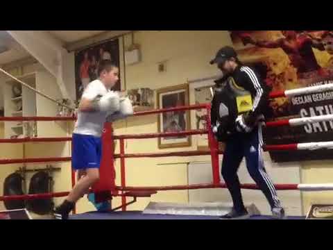 Karl Sheridan padwork with his father