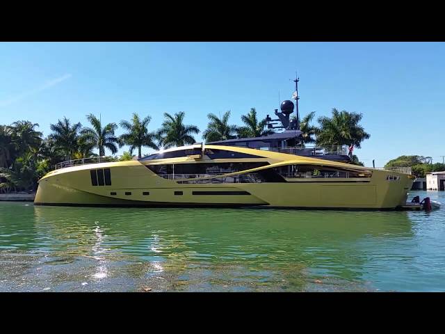 Palmer Johnson Gold Mega Yacht visits Miami Beach
