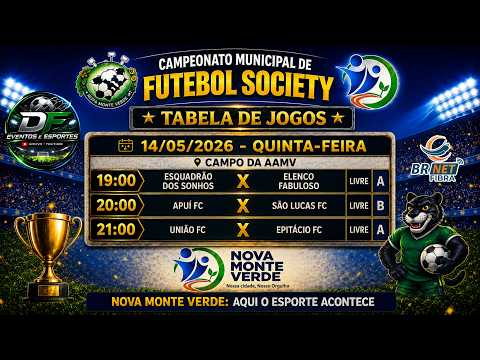 CAMPEONATO MUNICIPAL DE FUTEBOL SOCIETY-- NOVA MONTE VERDE - MT 14 DE MAIO