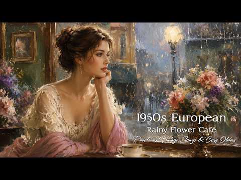 1950s European Rainy Flower Café 🌧️ Pavolira’s Vintage Songs & Cozy Oldies