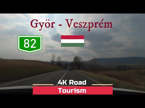 Driving Hungary: Route 82 - Györ - Veszprém - 4k scenic drive over Bakony mountains