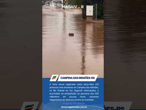 Enchente provoca alagamentos e bloqueia ponte em Campina das Missões