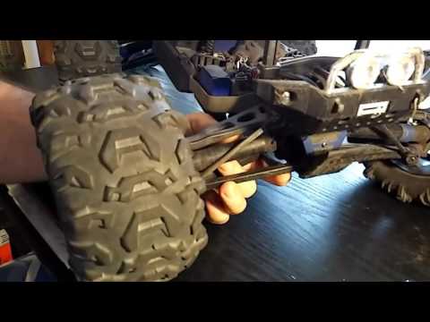 Traxxas Summit 1/10th scale front right axle replacement.