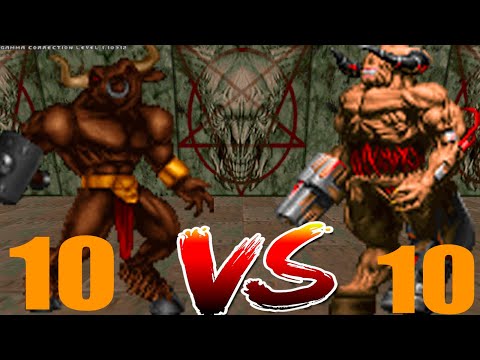 10 Maulotaur vs 10 Cyberdemon - EPIC BOSS BATTLE CROSSOVER FIGHT - DOOM vs ERETIC Monster Infighting