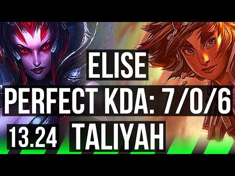 ELISE vs TALIYAH (JNG) | 7/0/6, 65% winrate, Godlike | KR Diamond | 13.24