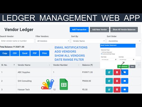 Vendor Ledger Web App with Google Sheets & Apps Script| Ledger Web App  Dashboard | B48