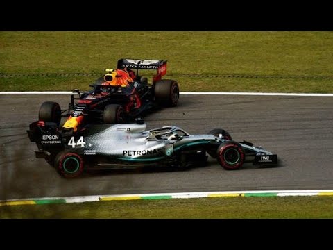 ALBON AND HAMILTON COLLIDE F1 BRAZILLIAN GP