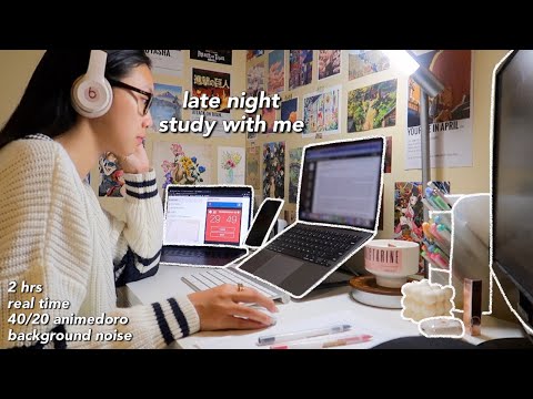 2 hour study with me ???? real time 40/20 animedoro, background noise & no music | breanna quan