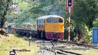 preview picture of video 'Thai Railway GE UM12C No.4013 with empty of Bogie Cement Hopper Wagon'