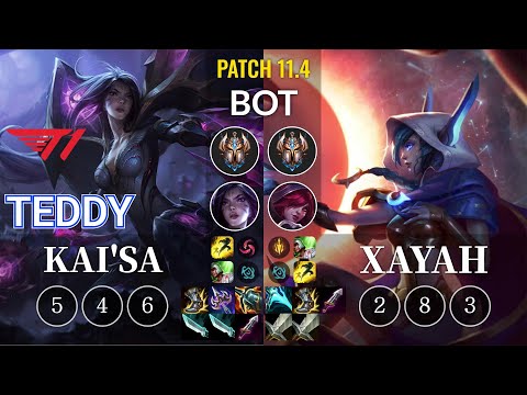 T1 Teddy Kai'Sa vs Xayah Bot - KR Patch 11.4