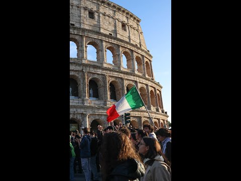 Protesters storm the Colosseum in Rome