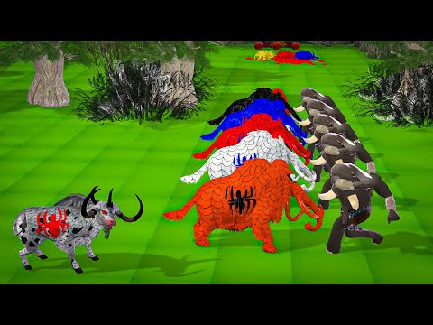 monster evil elephant vs spider mammoths elephant! the ultimate animal fight cartoon videos