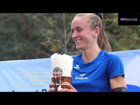 16.09.2023 Bunerts Lichterlauf Regattabahn Duisburg Siegerehrung Stephanie Breitkreuz ASV Duisburg