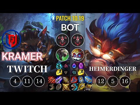 LGD Kramer Twitch vs Heimerdinger Bot - KR Patch 10.19
