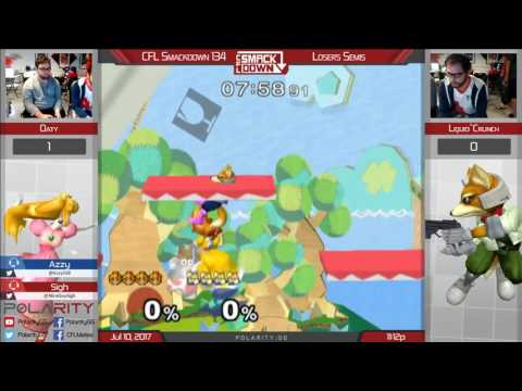 CFL Smackdown 134 Melee - Oaty (Peach) vs Liquid`Crunch (Fox) - Losers Semis