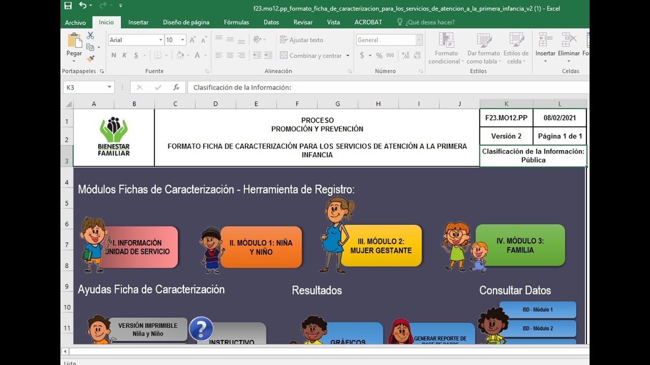 Diligenciamiento Ficha de caracterización versión 2 - ICBF