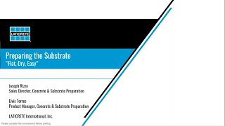 Webinar: Preparing the Substrate: Flat, Dry, Easy