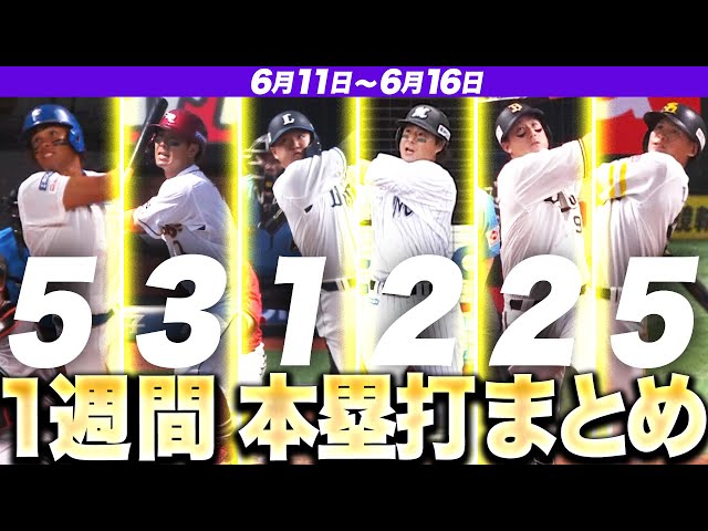 【6/11-6/16】本塁打“全18弾”まとめ【F5E3L1M2B2H5】
