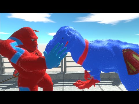 SPIDERMAN GORO vs SUPERMAN T-REX DEATH RUN - Animal Revolt Battle Simulator