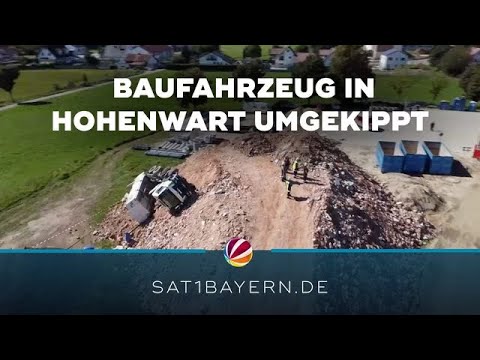 Baufahrzeug in Hohenwart umgekippt: Fahrer bei Sprung aus Fahrzeug verletzt