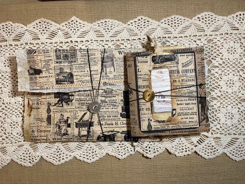 Vintage paper bag Junk Journal with matching bag Flip Through- For Sale-SOLD THANK YOU!