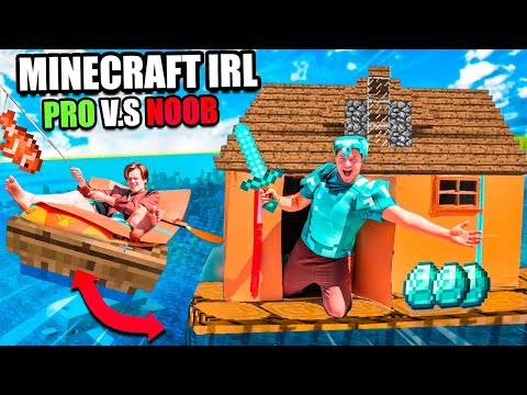 Papa Jake - Minecraft IRL Noob Vs PRO Floating Box Fort 24 Hour Challenge!
