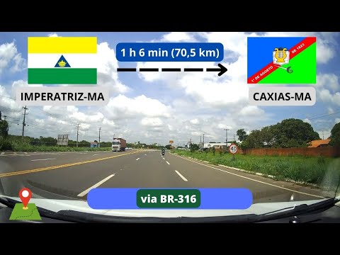 via BR-316 | de Teresina, Piauí x para Caxias, Maranhão | 1 h 6 min (70,5 km) | VIAGEM DE CARRO
