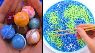 No Talking ASMR Universe Balls Clay Cracking & DIY Earth Relaxing Satisfying Slime Video