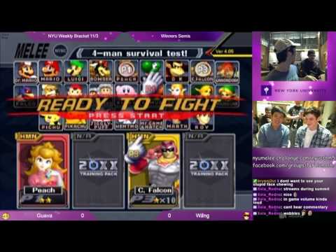 NYU Melee Weekly 11/4 - Guava (Peach, Captain Falcon) vs Wang (Pink Falcon) - SSBM Winners Quarters