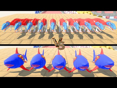 SPIDERMAN CARCHARODONTOSAURUS VS SUPERMAN MUTANTMEGALODON DEATH RUN | Animal Revolt Battle Simulator