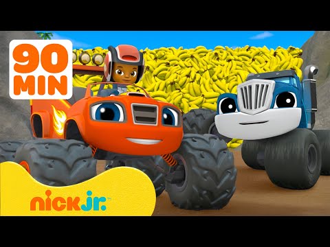 Blaze | ¡Bebés Monster Machines DESTROZAN Bananas y Más Rescates y Carreras con Comida! 🍌 | Nick Jr.