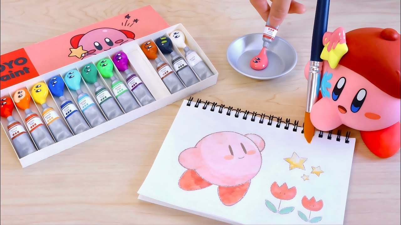 【粘土工作】カービィとお絵描きしてみた Makeing Kirby Paint -clay craft