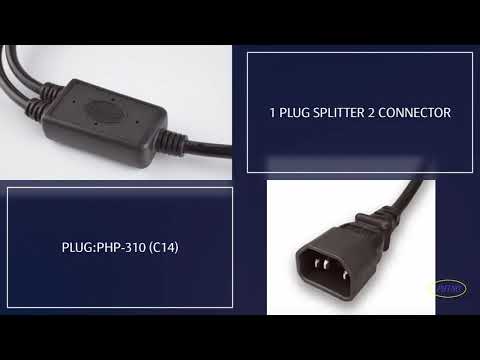IEC 60320 C14 Plug To 2x C13 Connector, 3-Pin Splitter AC Power Cord
