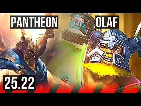 PANTHEON vs OLAF (TOP) | 5k comeback, 1000+ games, 9/3/9 | KR Grandmaster | 25.22