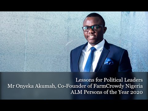 Mr Onyeka Akumah, Co-Founder of FarmCrowdy, #Nigeria ALM Persons of the Year 2020 Acceptance Speech