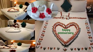 anniversary decoration at hotel || housekeeping decoration anniversary || towel art ||