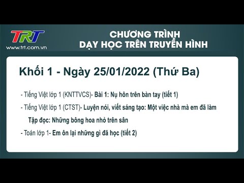Lớp 1./ - Dạy học trên truyền hình HueTV chiều ngày 25/01/2022
