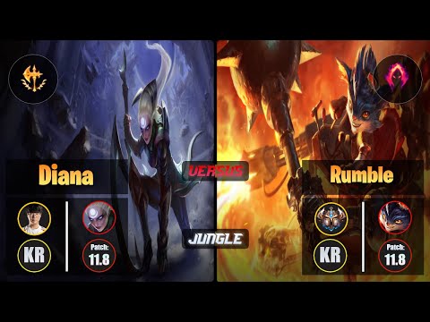 Haru DIANA (Jungle) [Conqueror] VS RUMBLE - Challenger KR Patch 11.8