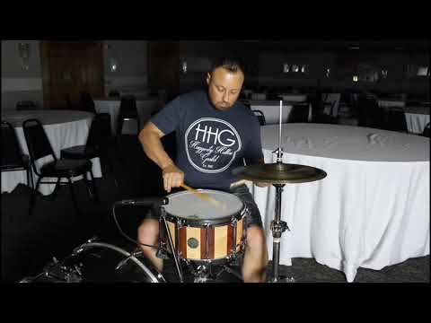 HHG drums 14x7 Maple And Mahogany Stave Snare Drum, Natural Satin Oil image 8