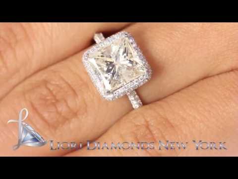 ER-1094 - 5.18 Carat J-SI3 Princess Cut Diamond Engagement Ring 18k Gold Vintage Style