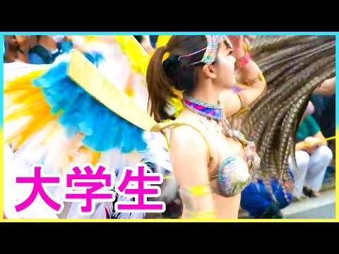 女子大生 サンバ かわいい ウニアン 水色と黄色の羽 虹色娘 としま七夕まつり 2022 日本人 Samba Events in Japanサンバマン