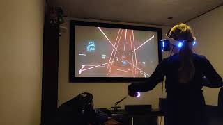 PSVR Beat Saber (difficulty: hard)- New songs (solo play) - Riot (overkill)