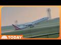 Sparks Fly As Cargo Plane S Trail Skids Runway At Ohio Airport