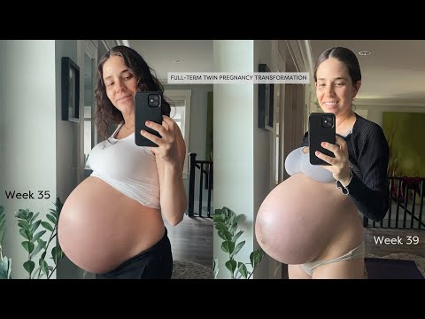 TWIN PREGNANCY TRANSFORMATION WEEK BY WEEK | 15 to 40 Weeks Full-term