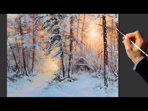 ❄️ Winter Forest Morning ❄️ Acrylic Landscape Painting / Art & Music | Kreativität Kunst Malerei