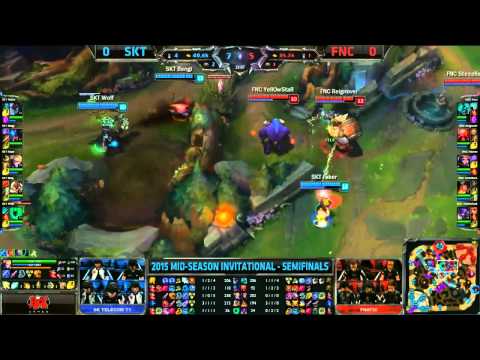 SKT (Faker Ezreal) VS Fnatic (Febiven Leblanc) Game 1 Highlights - 2015 MSI Semifinals